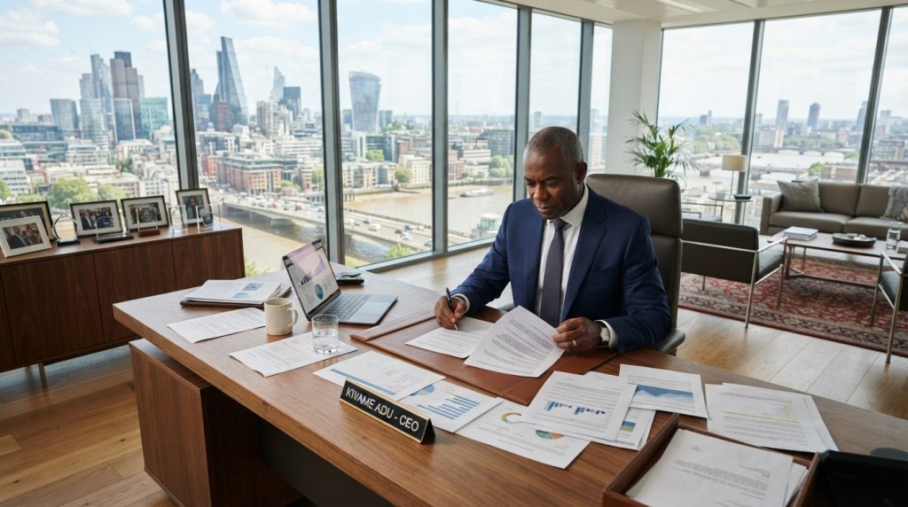 CEO Working after recruiting a HR Consulting in Ghana